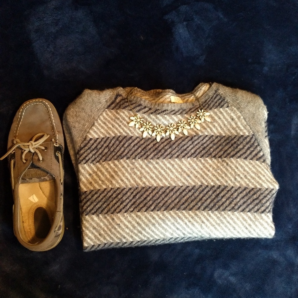 JCrew sweater, gray and navy